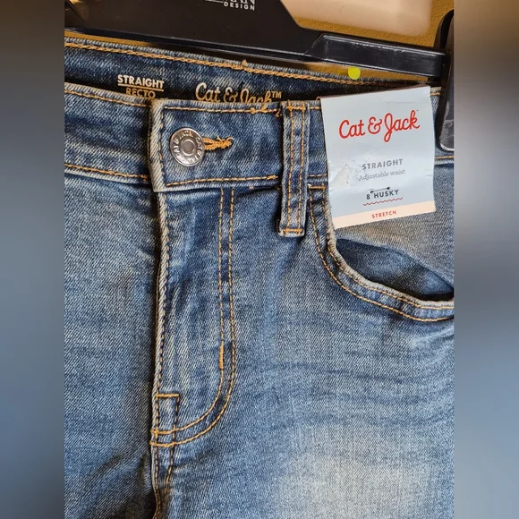 Cat & Jack Kids Blue Straight Leg Jeans-Size 8 - Picture 6 of 14